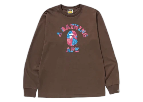 BAPE Liquid Camo College L/S Tee Brown
