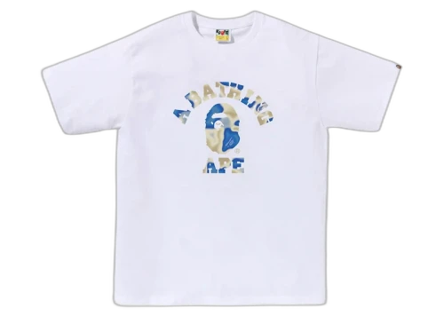 BAPE Liquid Camo College Tee White/Blue