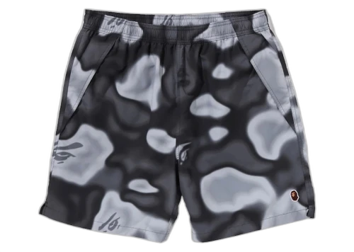 BAPE Liquid Camo One Point Beach Shorts Black