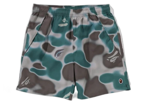 BAPE Liquid Camo One Point Beach Shorts Olivedrab