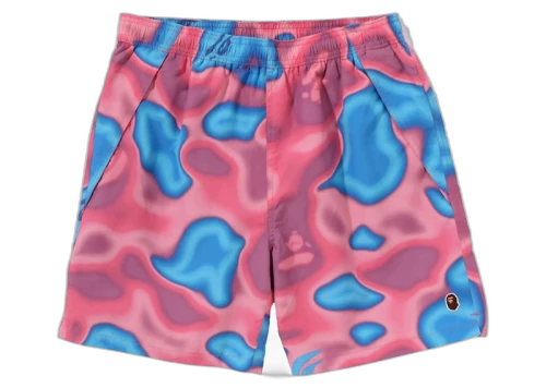 BAPE Liquid Camo One Point Beach Shorts Pink