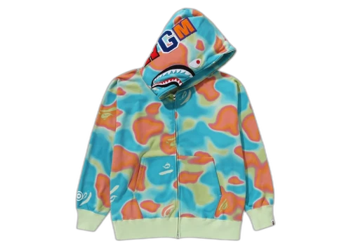 BAPE Liquid Camo Shark Relaxed Fit Full Zip Hoodie Green