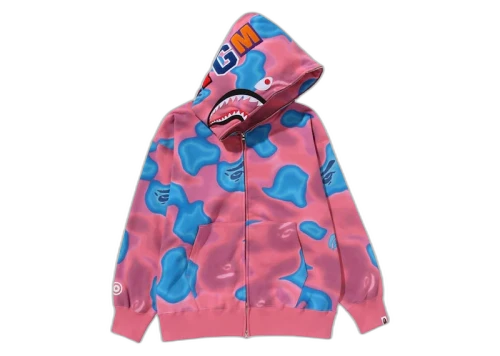 BAPE Liquid Camo Shark Relaxed Fit Full Zip Hoodie Pink