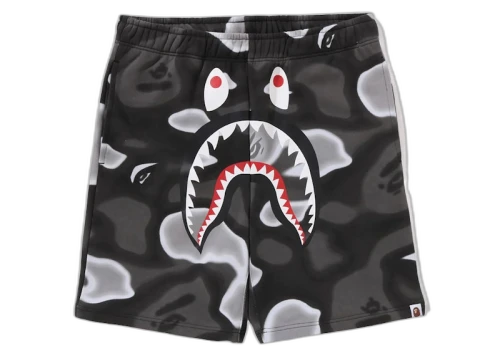BAPE Liquid Camo Shark Sweat Shorts Black