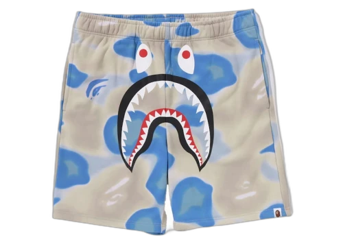 BAPE Liquid Camo Shark Sweat Shorts Blue