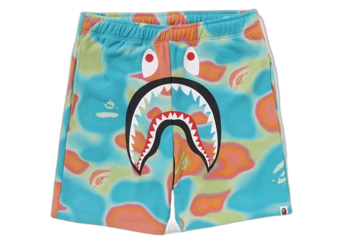 BAPE Liquid Camo Shark Sweat Shorts Green