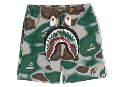 BAPE Liquid Camo Shark Sweat Shorts Olivedrab