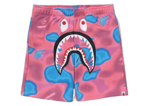 BAPE Liquid Camo Shark Sweat Shorts Pink