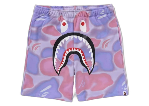 BAPE Liquid Camo Shark Sweat Shorts Purple