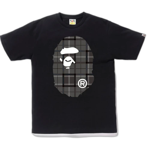 BAPE Logo Check Big Ape Head Tee Black/Black