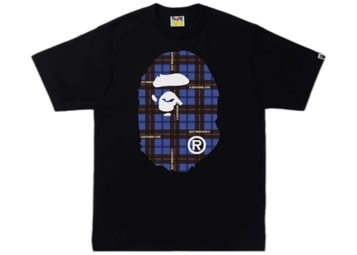 BAPE Logo Check Big Ape Head Tee Black/Blue