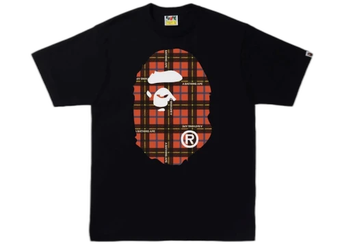 BAPE Logo Check Big Ape Head Tee Black/Red