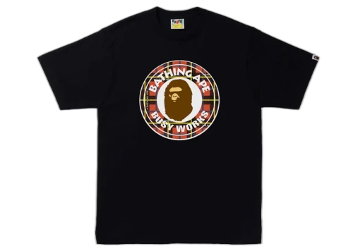 BAPE Logo Check Busy Works Tee Black/Red