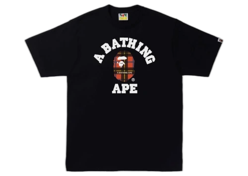 BAPE Logo Check College Tee Black/Red