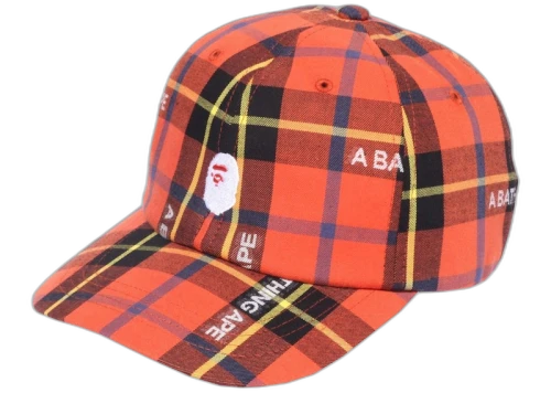 BAPE Logo Check Panel Cap Red