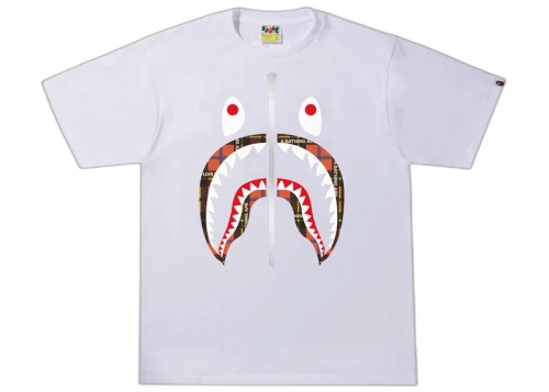BAPE Logo Check Shark Tee White/Red