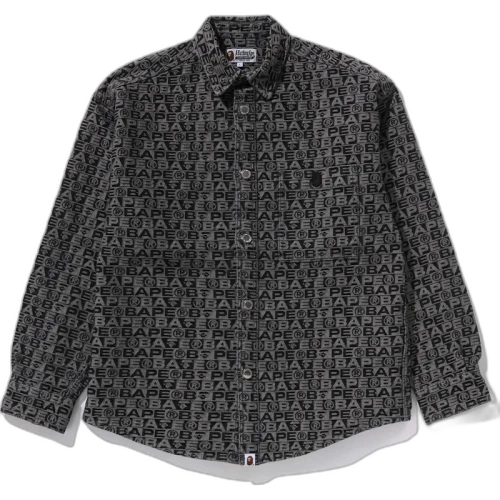 BAPE Lux Sport Pattern Jacquard 10oz Denim Shirt Black