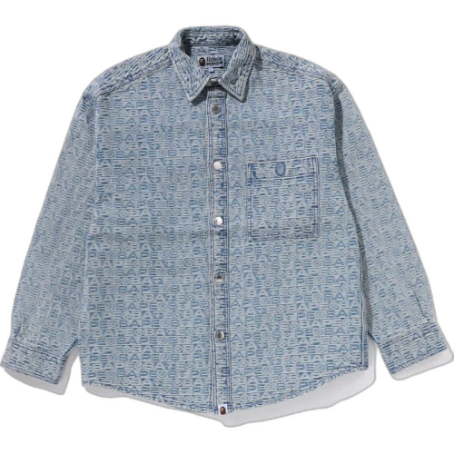 BAPE Lux Sport Pattern Jacquard 10oz Denim Shirt Light Indigo