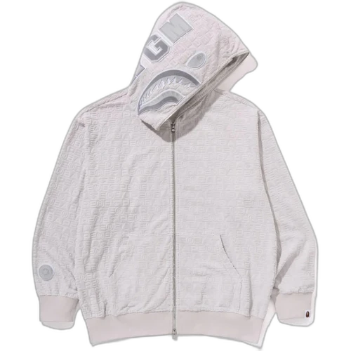 BAPE Lux Sport Pattern Shark Relaxed Fit Full Zip Hoodie Grey