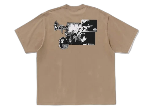 BAPE Mad Ape Graphic Logo Relaxed Fit Tee Beige