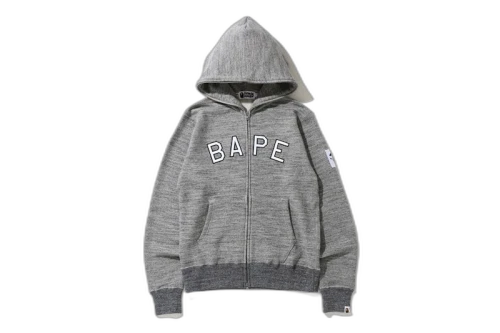 BAPE Melange Full Zip Hoodie Grey