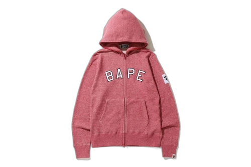 BAPE Melange Full Zip Hoodie Red