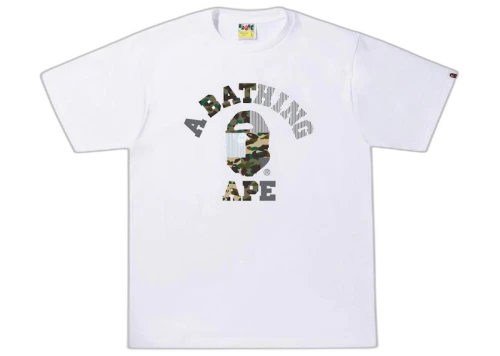 BAPE Military Crazy College Tee White