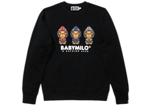 BAPE Milo Shark Print Crewneck Black