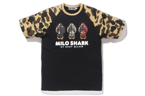 BAPE Milo Shark Raglan Tee Black