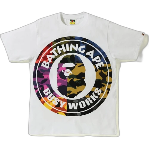 BAPE Mix Camo Big Busy Works Tee White