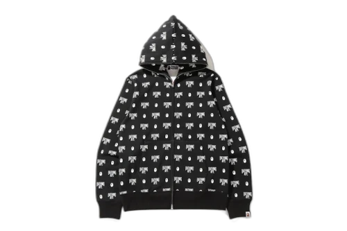 BAPE Monogram Full Zip Hoodie Black