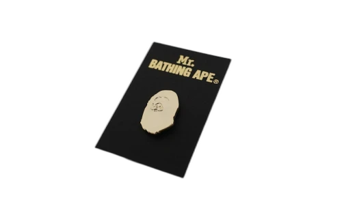 BAPE Mr. Bathing Ape Apehead Pin Gold
