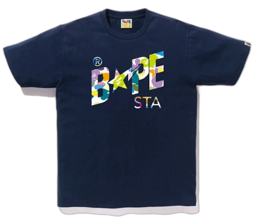 BAPE Multi Camo Bapesta Tee Navy