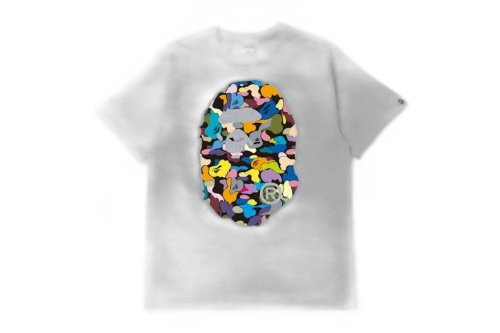 BAPE Multi Camo Big Ape Head Tee Grey