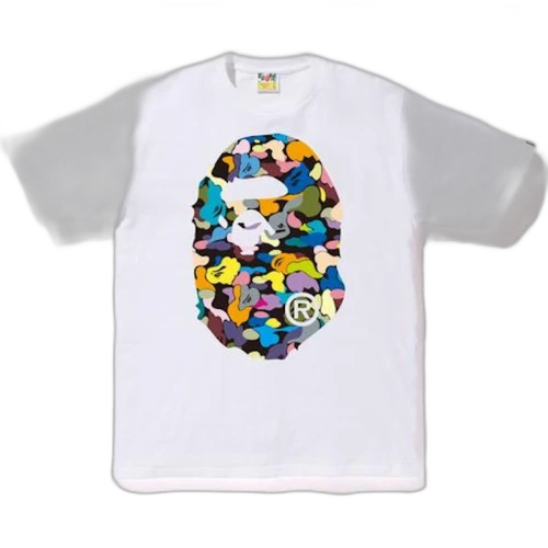 BAPE Multi Camo Big Ape Head Tee White/Black