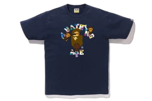 BAPE Multi Camo College Milo Tee Navy