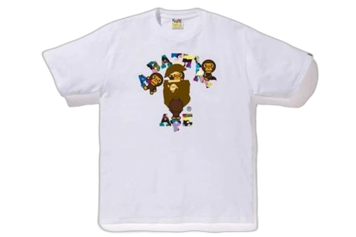 BAPE Multi Camo College Milo Tee White