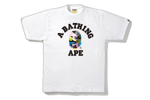 BAPE Multi Camo College Tee White/Black