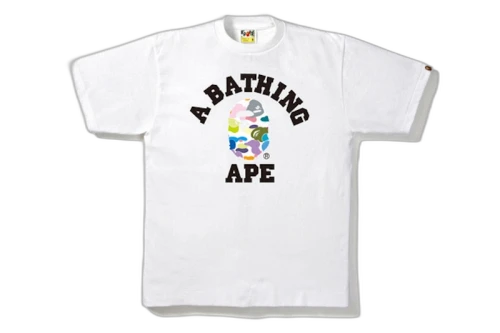 BAPE Multi Camo College Tee White/White