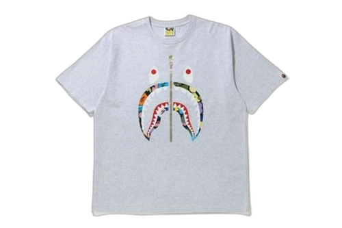 BAPE Multi Camo Shark Relaxed Tee Gray