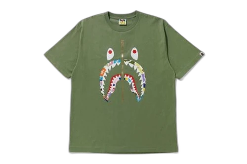 BAPE Multi Camo Shark Relaxed Tee Olivedrab
