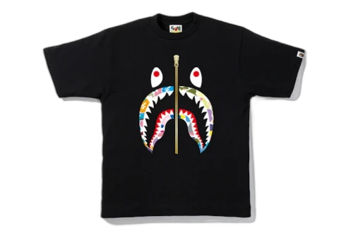 BAPE Multi Camo Shark Tee Black