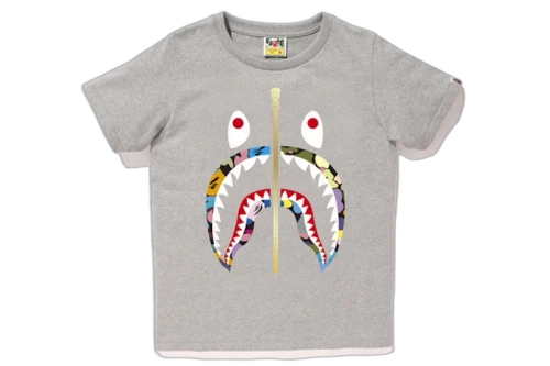 BAPE Multi Camo Shark Tee (Ladies) Gray/White