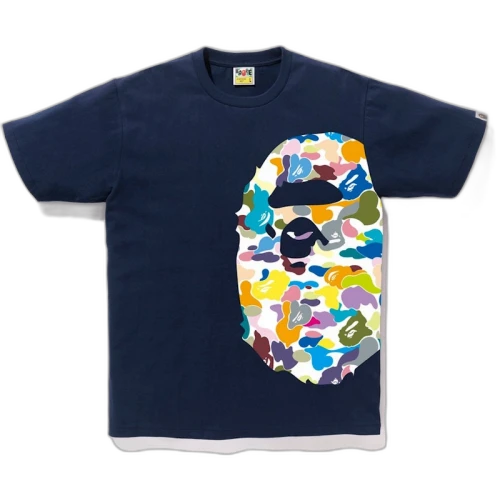 BAPE Multi Camo Side Big Ape Head Tee Navy