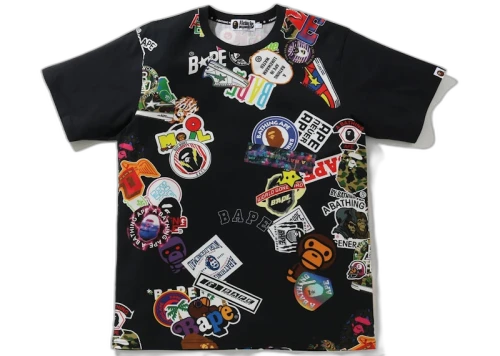 BAPE Multi Motif Print Relaxed Tee Black