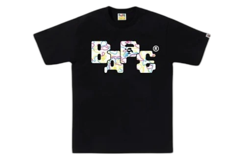 BAPE Neon Camo 8Bit Logo Tee Black