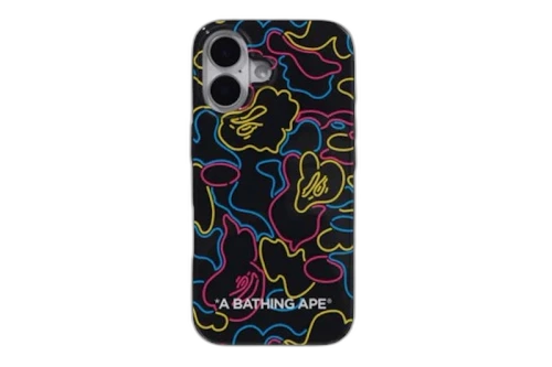 BAPE Neon Camo iPhone 16 Case Black