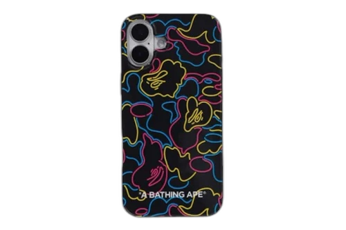 BAPE Neon Camo iPhone 16 Plus Case Black