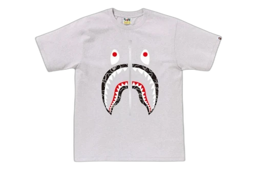 BAPE Neon Camo Shark Tee Gray
