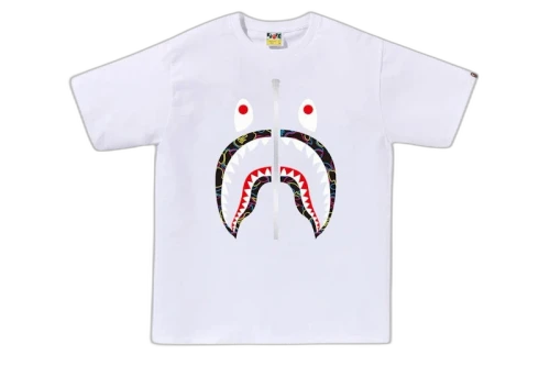 BAPE Neon Camo Shark Tee White